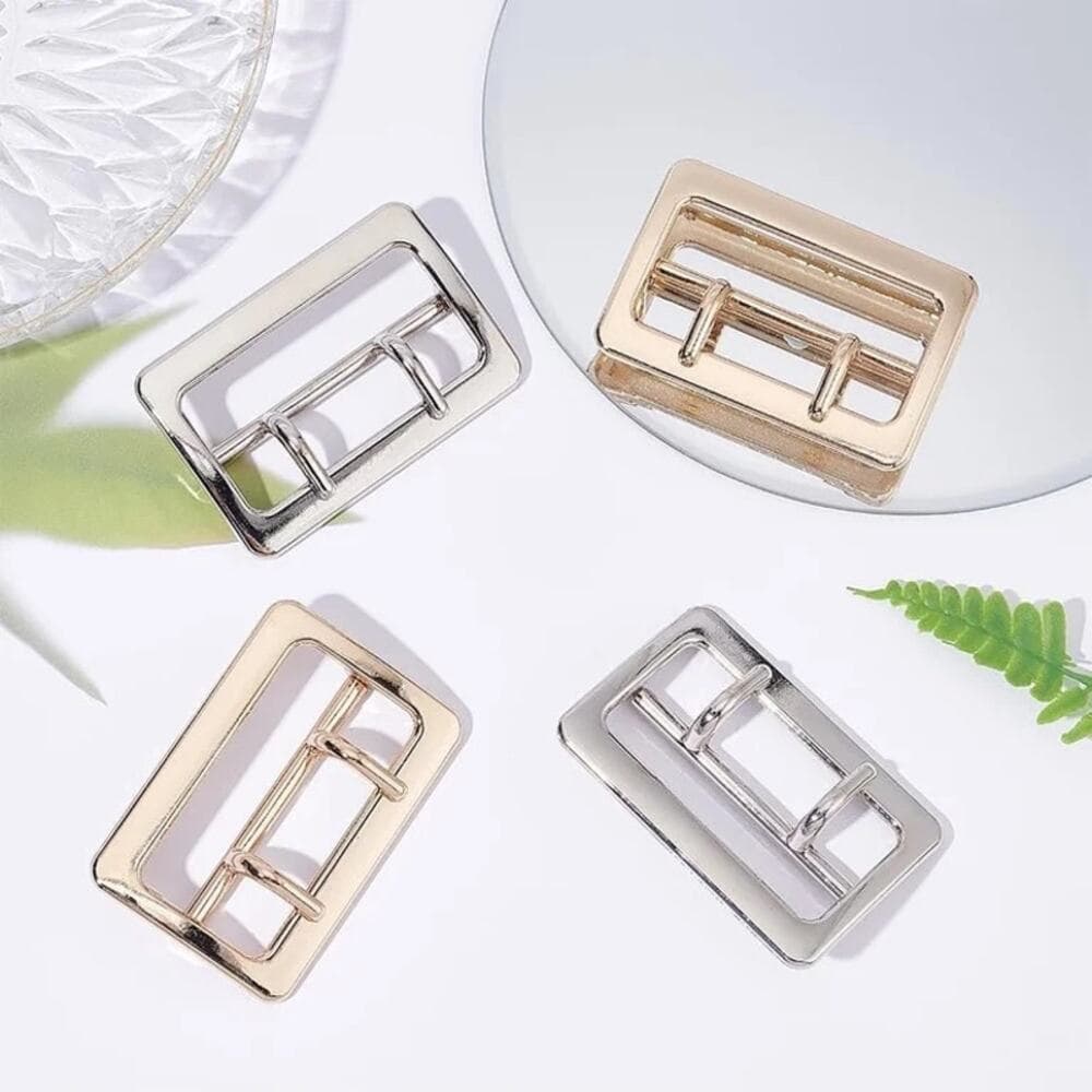 4pcs Metal Belt Adjustable Buckles Double Prong Belt Buckles Rectangle - Thumbnail 3