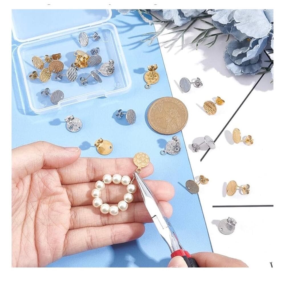 UNICRAFTALE 24 Pcs 2 Colors 6 Styles 304 Stainless Steel Stud Earring Findings - Thumbnail 2