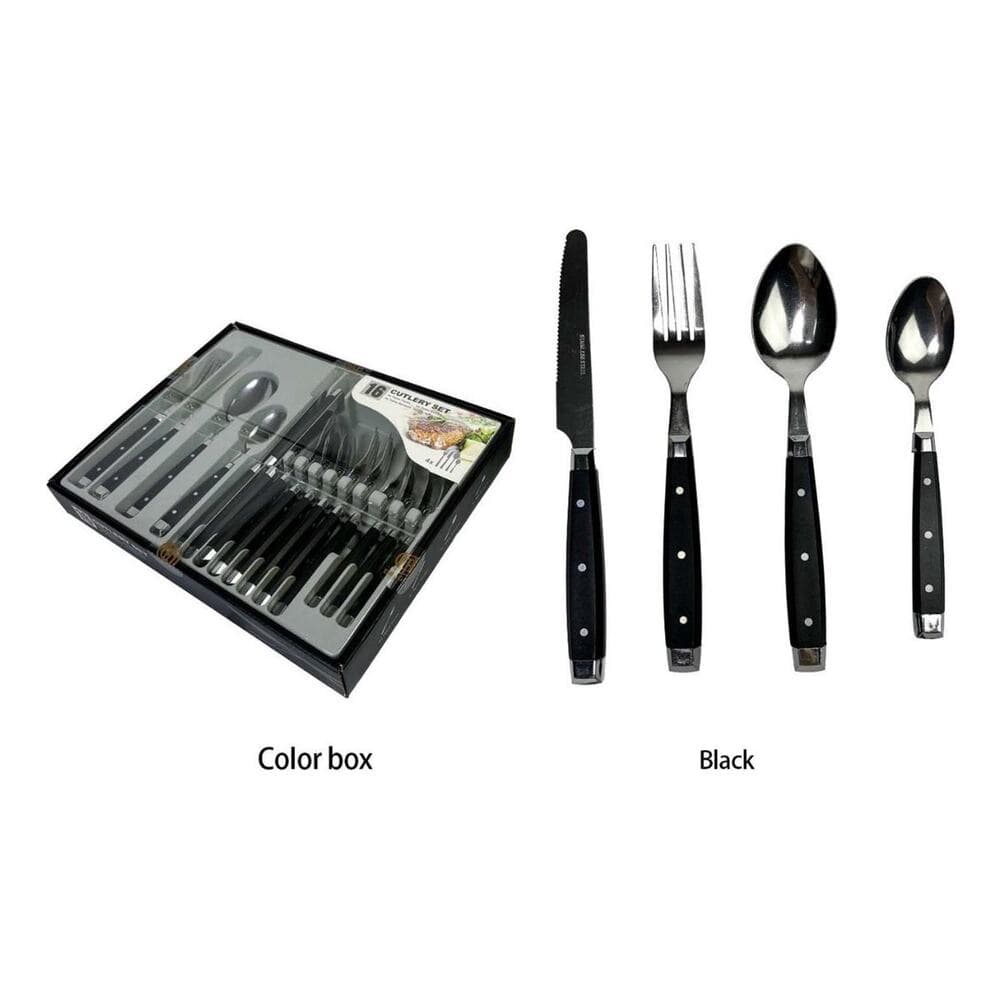 16 Cutlery Set Black Color New - Thumbnail 5