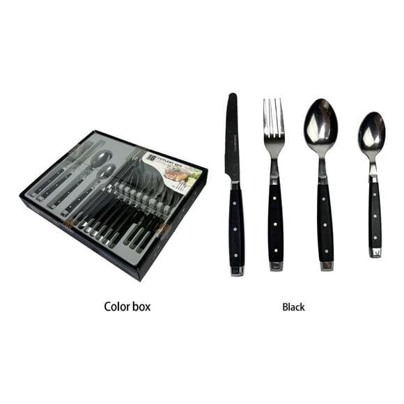 16 Cutlery Set Black Color New - Thumbnail 6