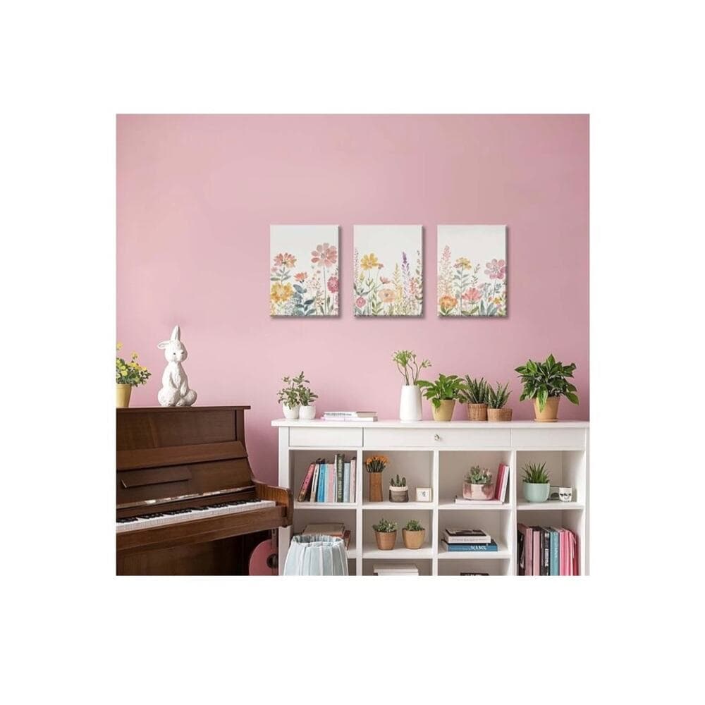 Framed Colorful Wildflower Canvas Wall Art, Floral Wall Art Set Of 3 21” X 16” - Thumbnail 3