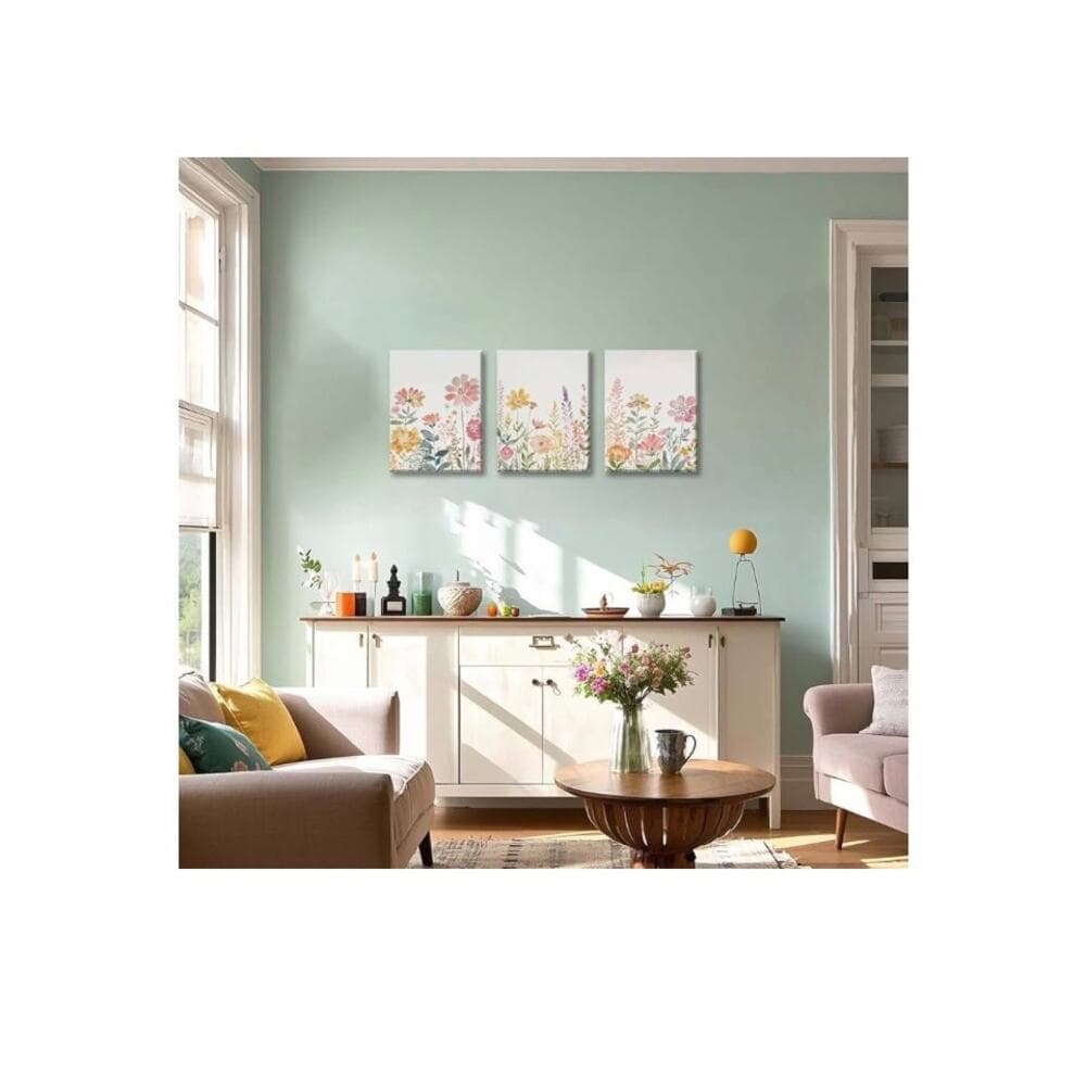 Framed Colorful Wildflower Canvas Wall Art, Floral Wall Art Set Of 3 21” X 16”