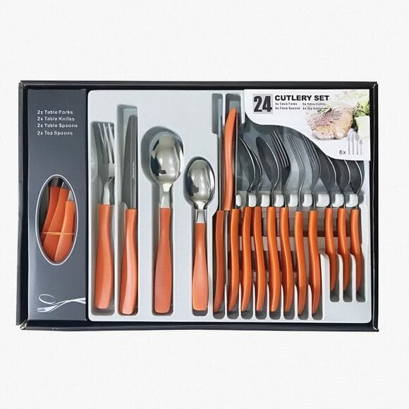 24 Cutlery Set Orange Color New - Thumbnail 6