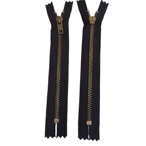 26” Jacket Zipper Heavy Weight #8 Antique Brass Separating Black 2 Zippers - Thumbnail 4