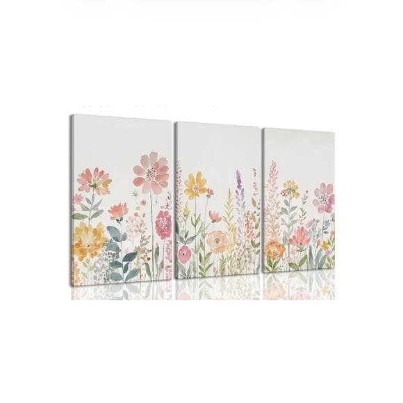 Framed Colorful Wildflower Canvas Wall Art, Floral Wall Art Set Of 3 21” X 16” - Thumbnail 7