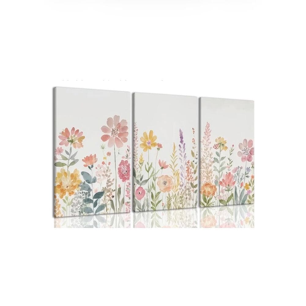 Framed Colorful Wildflower Canvas Wall Art, Floral Wall Art Set Of 3 21” X 16” - Thumbnail 6