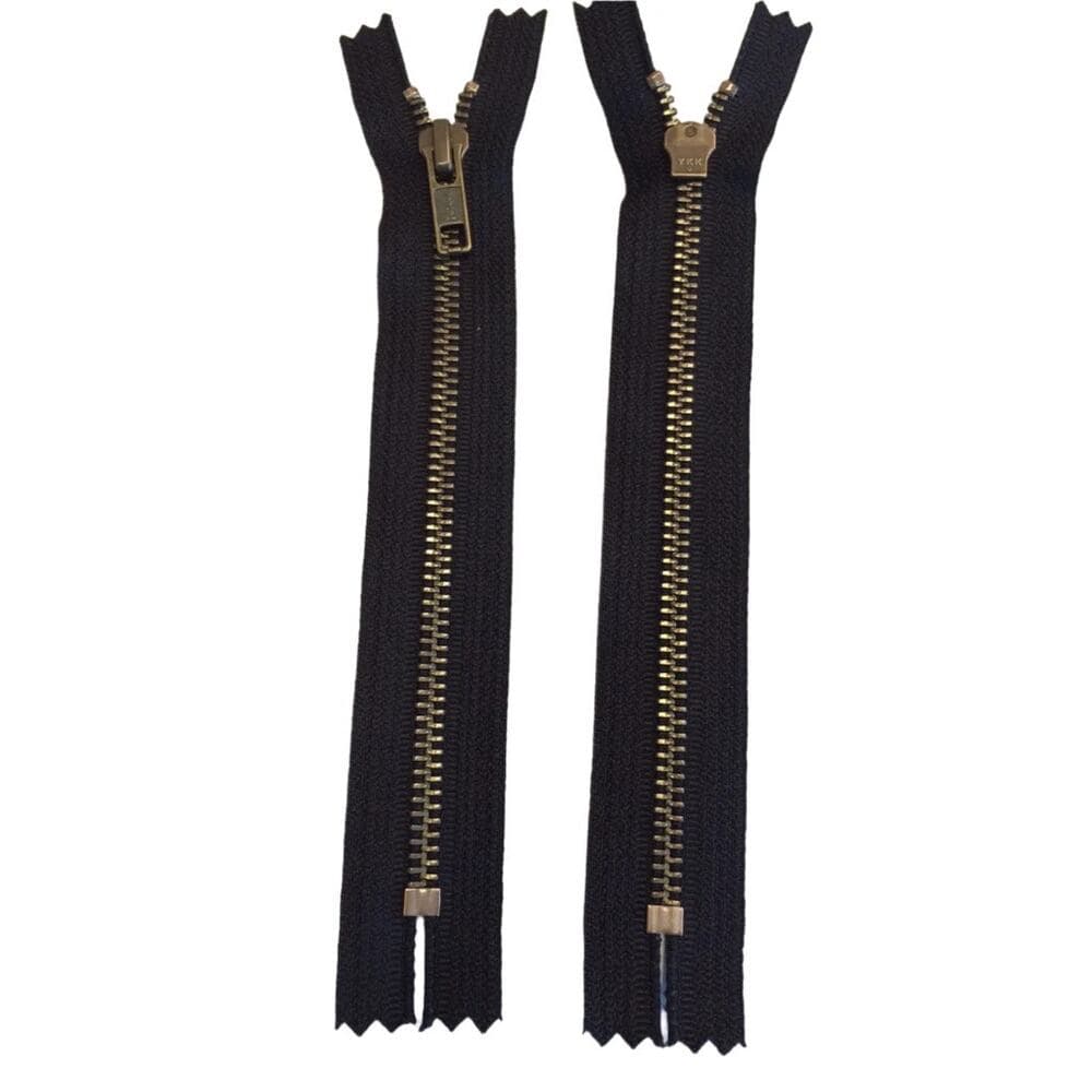 26” Jacket Zipper Heavy Weight #8 Antique Brass Separating Black 2 Zippers - Thumbnail 3