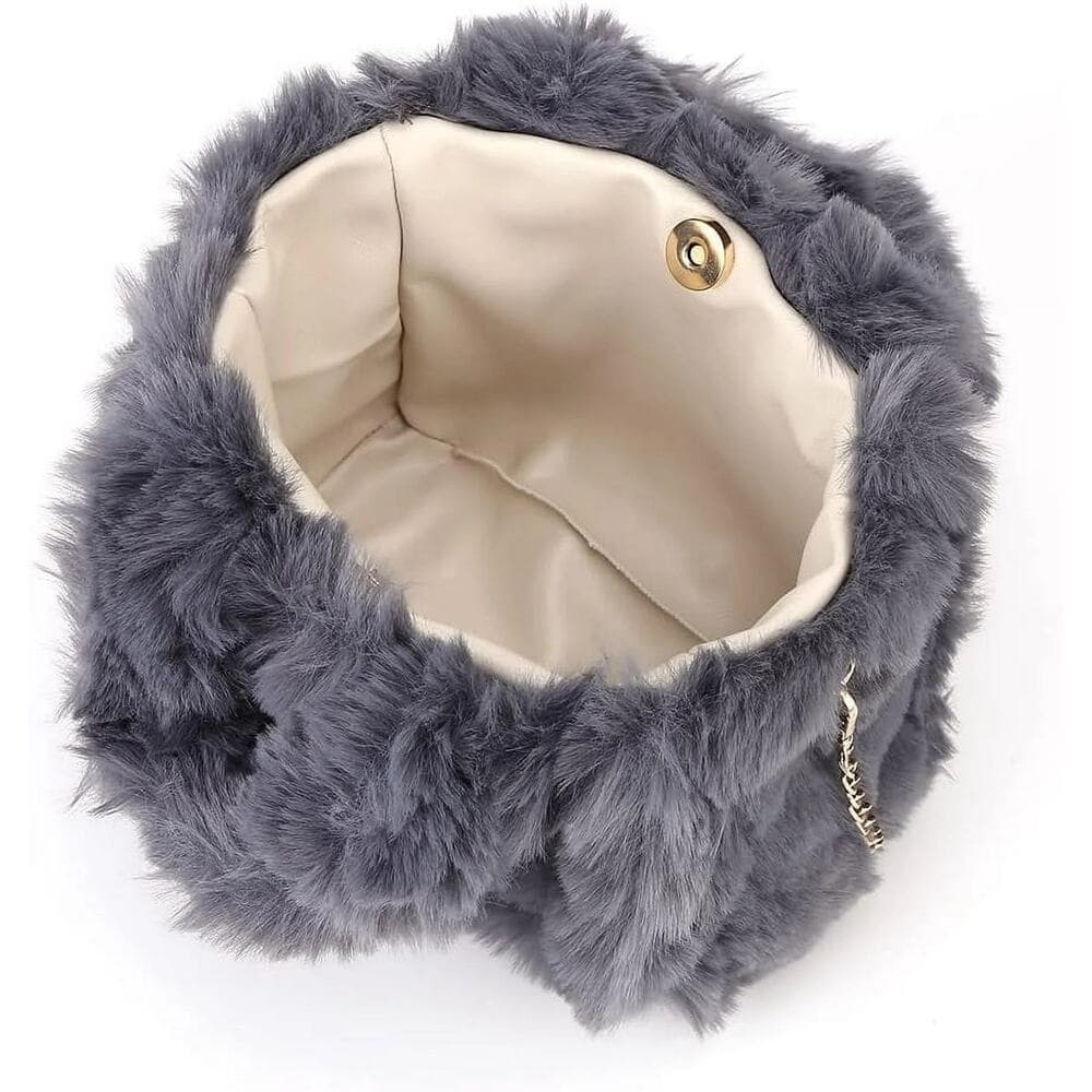 Fluffy Tote Bag Faux Fur Bag Purse Plush Handbag Furry Purse Soft Plush Bag - Thumbnail 5