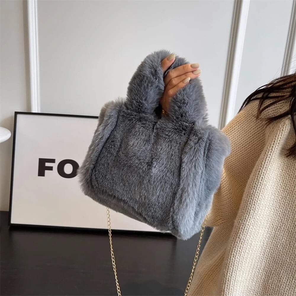 Fluffy Tote Bag Faux Fur Bag Purse Plush Handbag Furry Purse Soft Plush Bag