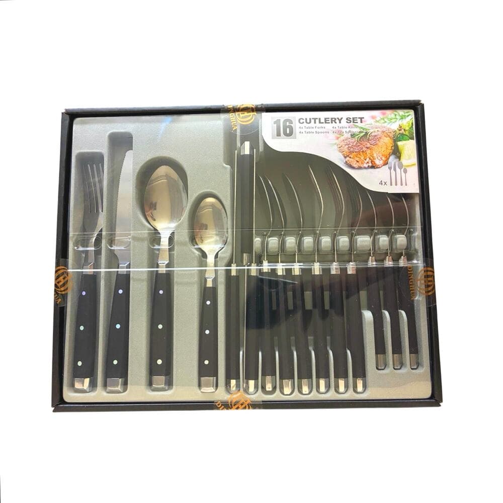 16 Cutlery Set Black Color New