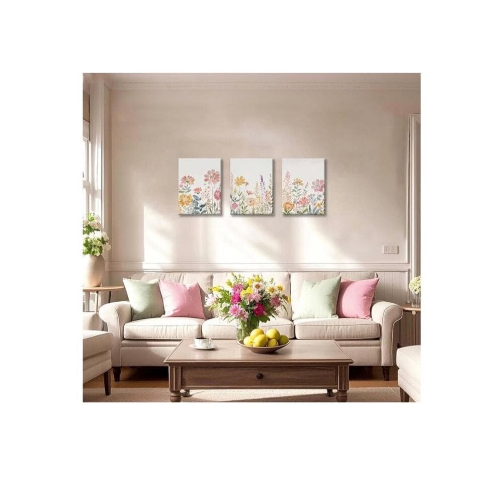 Framed Colorful Wildflower Canvas Wall Art, Floral Wall Art Set Of 3 21” X 16” - Thumbnail 2