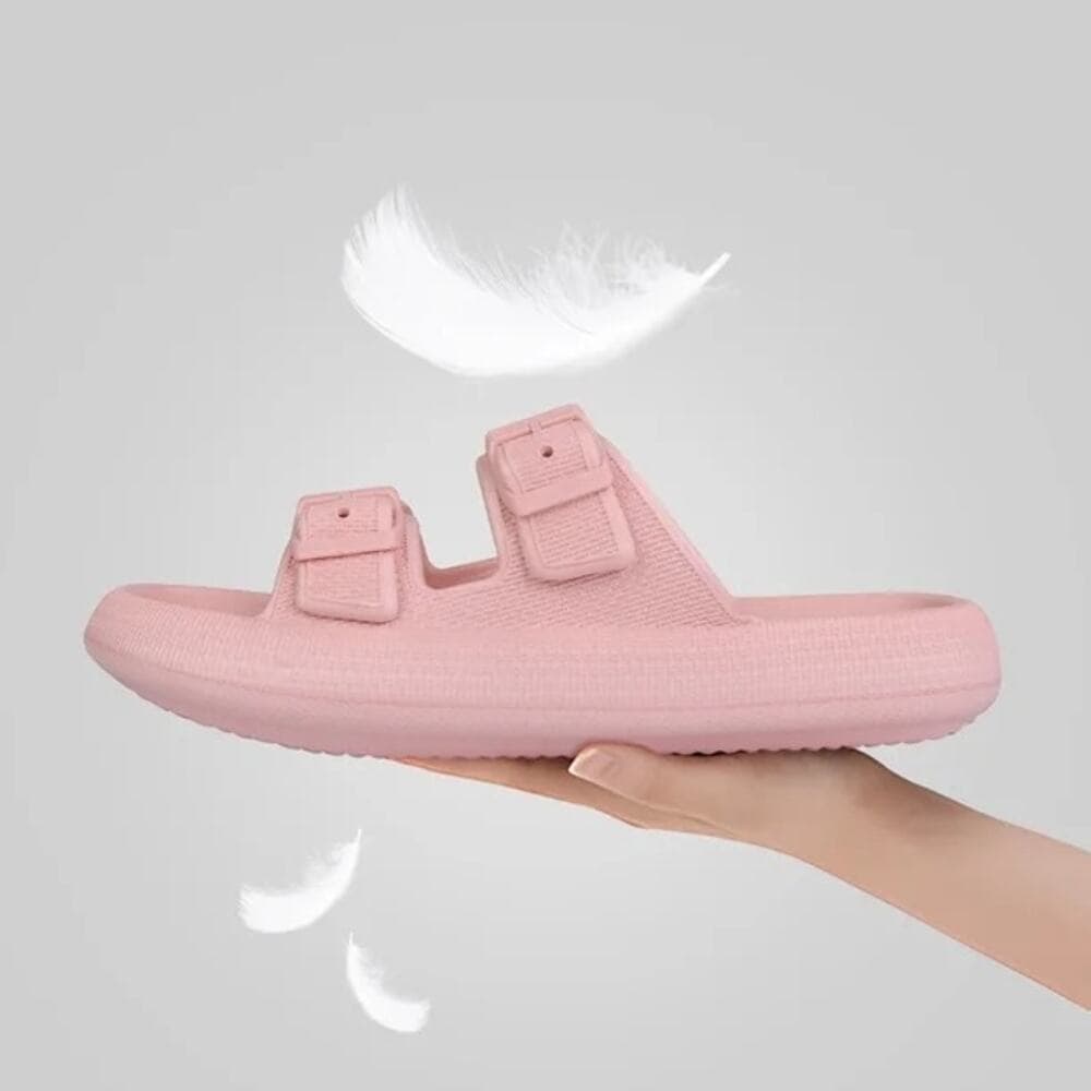 Unisex Slides Sandals Thick Sole Pillow Sandals Adjustable Double Buckle Size 6