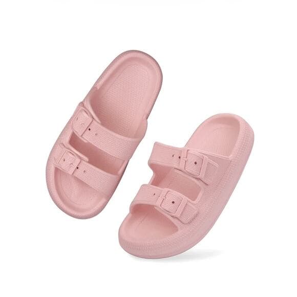 Unisex Slides Sandals Thick Sole Pillow Sandals Adjustable Double Buckle Size 6 - Thumbnail 11