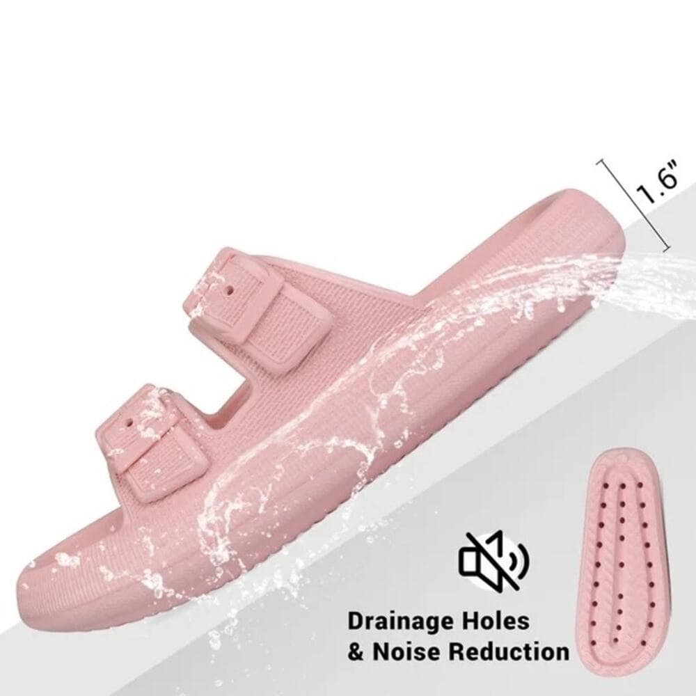 Unisex Slides Sandals Thick Sole Pillow Sandals Adjustable Double Buckle Size 6 - Thumbnail 5
