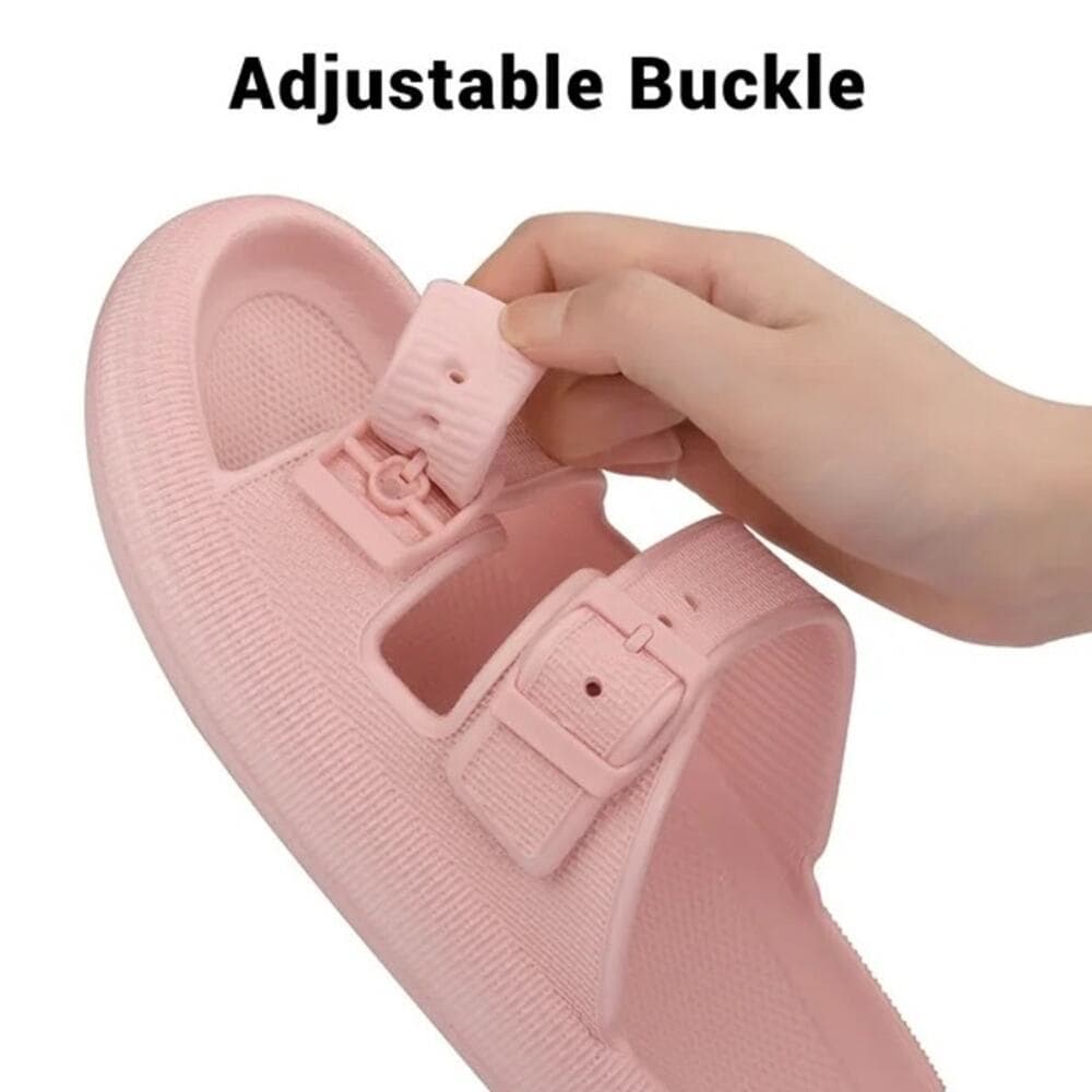 Unisex Slides Sandals Thick Sole Pillow Sandals Adjustable Double Buckle Size 6 - Thumbnail 3
