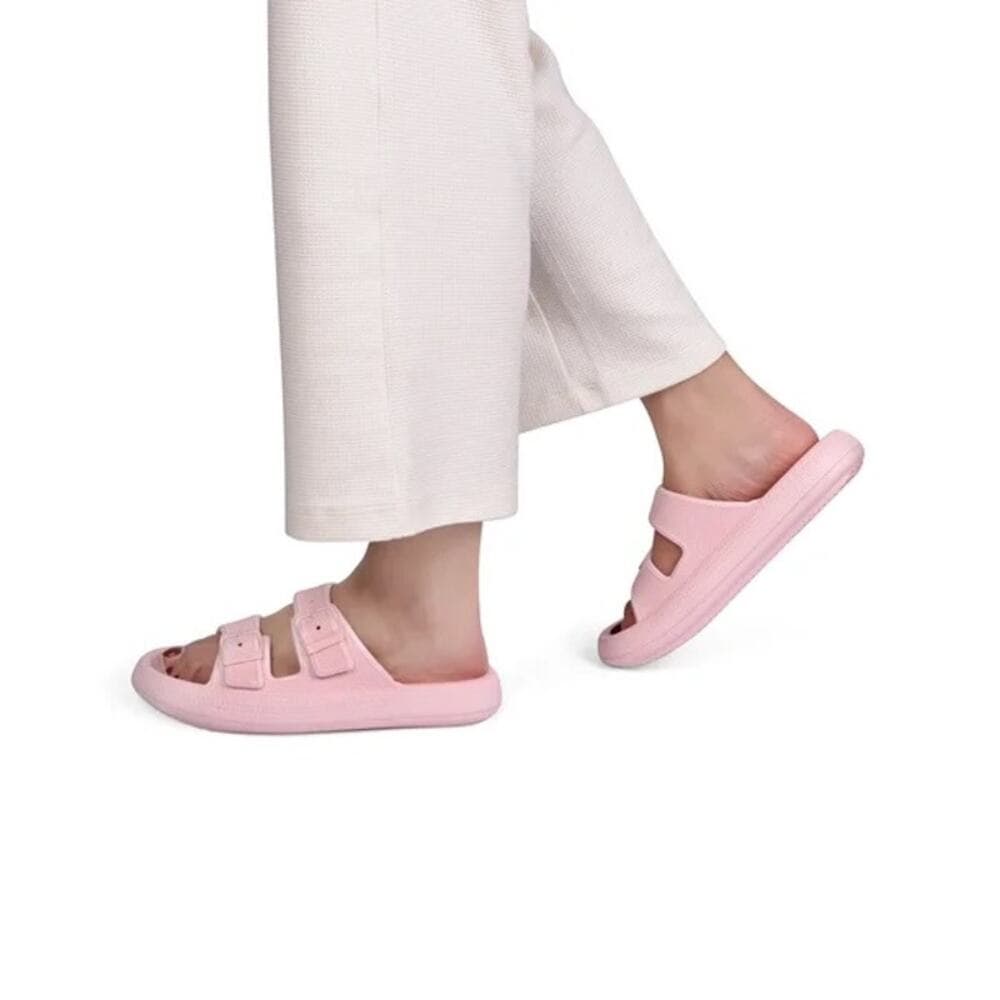Unisex Slides Sandals Thick Sole Pillow Sandals Adjustable Double Buckle Size 6 - Thumbnail 4