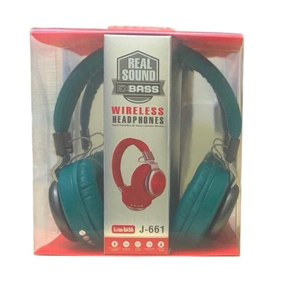 Real Sound Exbass Wireless Headphones Color Green J-661 - Thumbnail 4