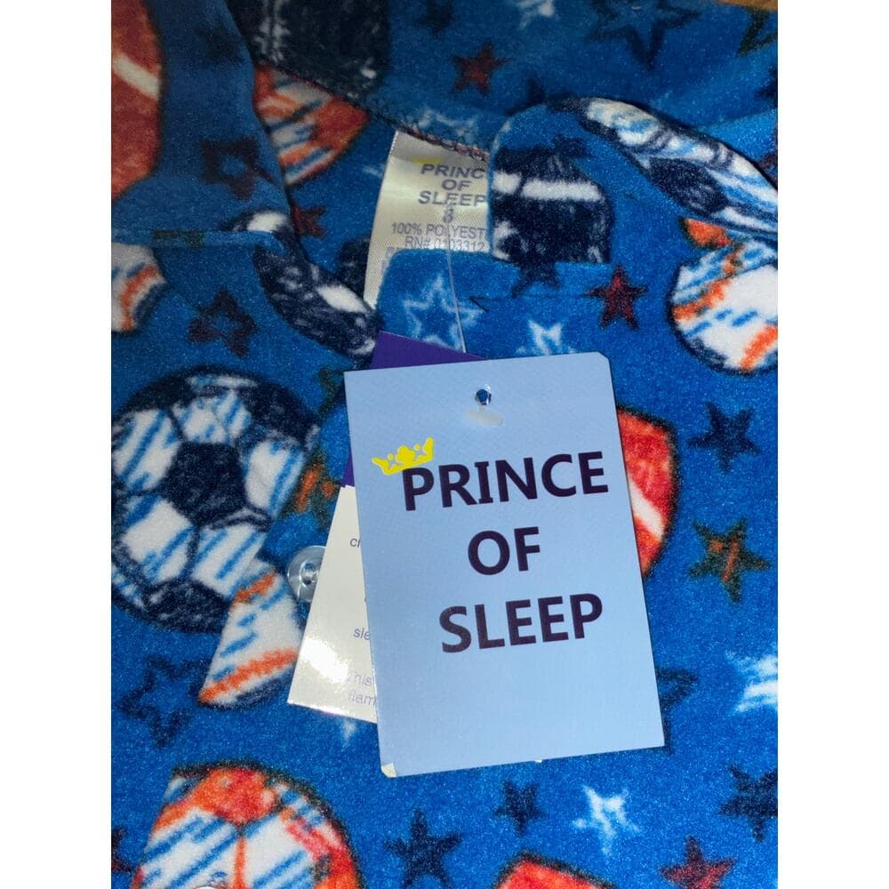 Prince of Sleep Boys' Plush Fleece Pajama Long Sleeve Size 8 - Thumbnail 2