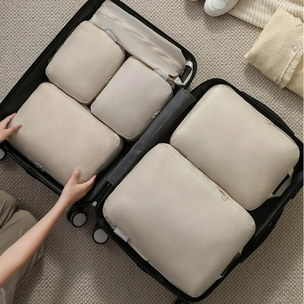 Travel Packing Cubes Six Piece Set With Large Capacity Storage Bag - Thumbnail 4