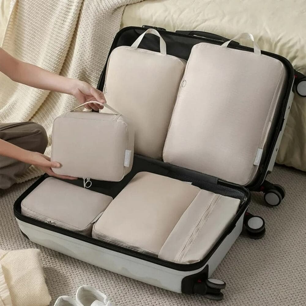 Travel Packing Cubes Six Piece Set With Large Capacity Storage Bag - Thumbnail 2
