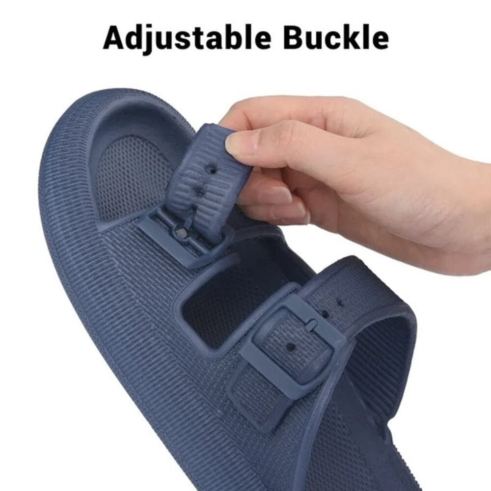 Unisex Slides Sandals Thick Sole Pillow Sandals wit Adjustable Double Buckle XXL - Thumbnail 3