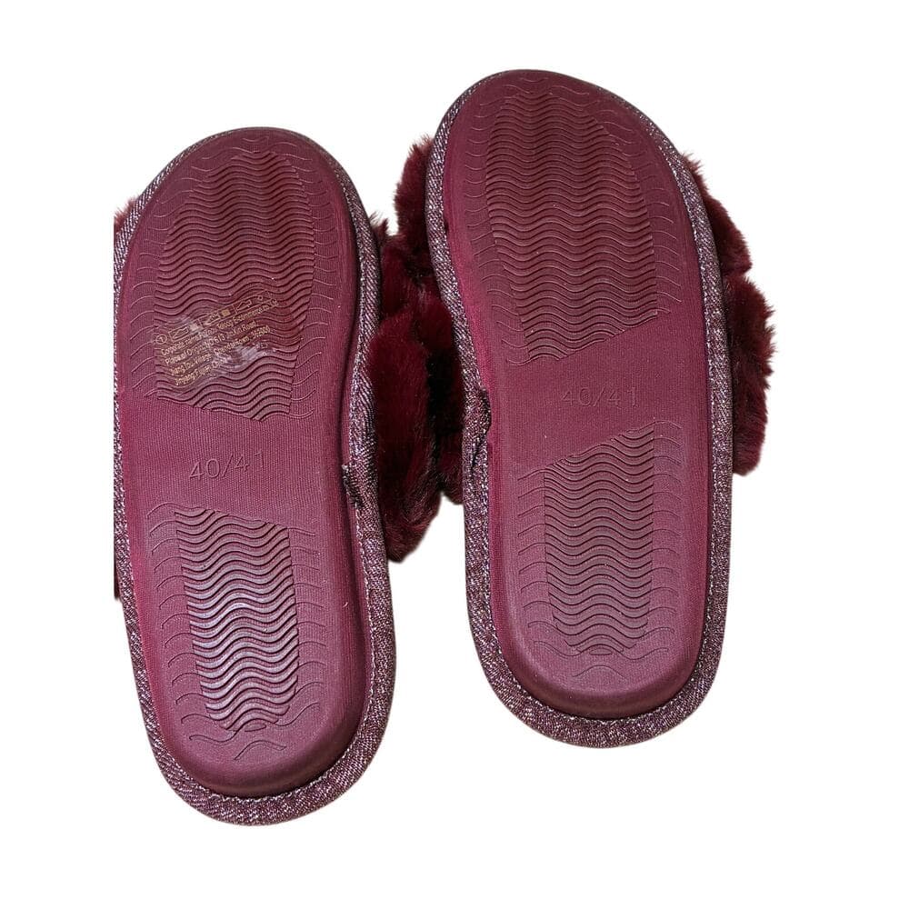 Cozy Cross Band Slippers Wine Color Size 10 Women’s - Thumbnail 2