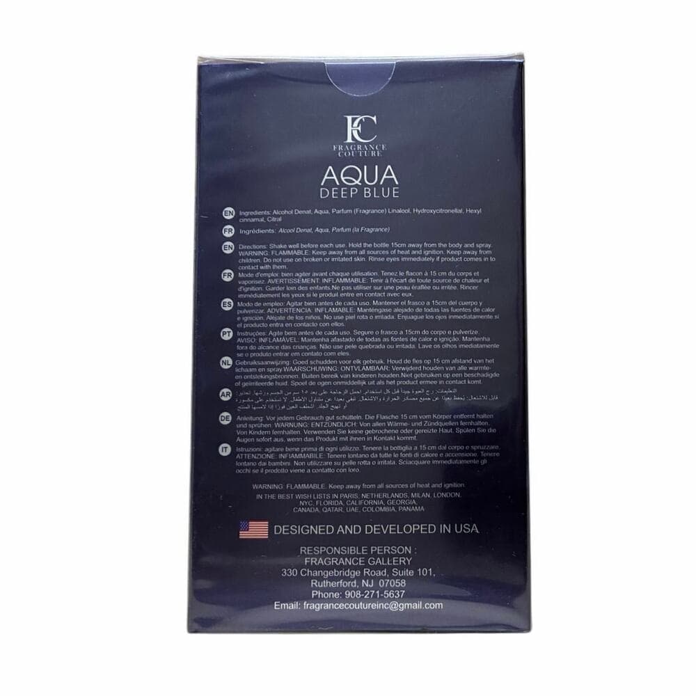Aqua Deep Blue for Men by Fragrance Couture, 3.4 fl oz (100ml) - Thumbnail 2