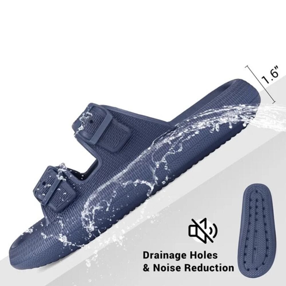 Unisex Slides Sandals Thick Sole Pillow Sandals wit Adjustable Double Buckle XXL - Thumbnail 6