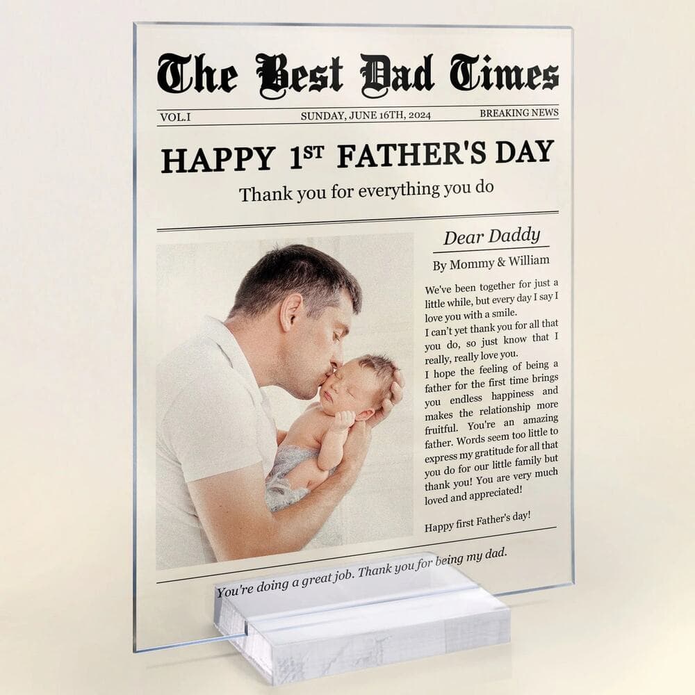 Happy 1st Father's Day Thank You For Everything - Personalized Acrylic Photo - Thumbnail 5