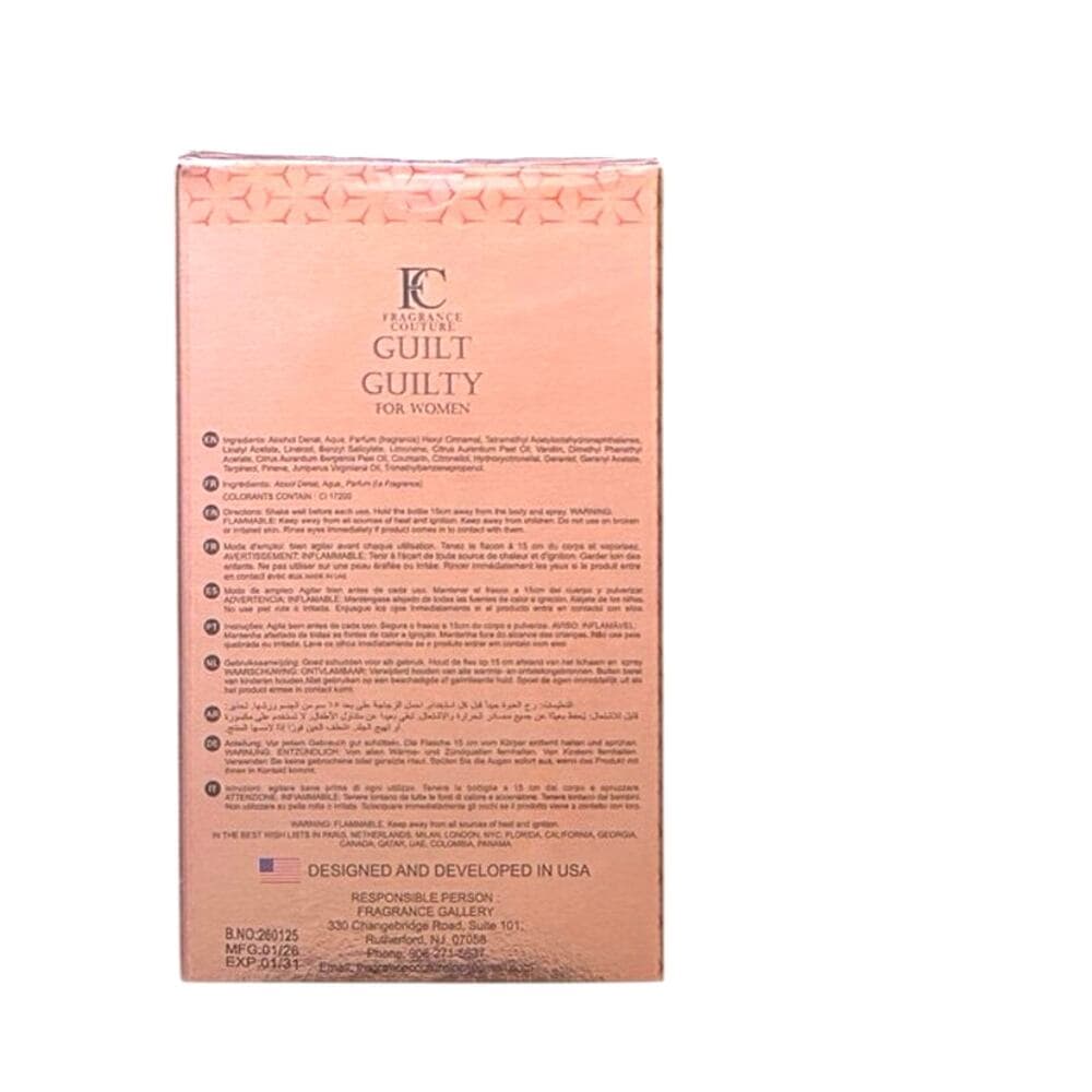 Guilt Guilty EDP For Women 3.4oz 100ml Inspired by Gucci's Guilty for Women - Thumbnail 5