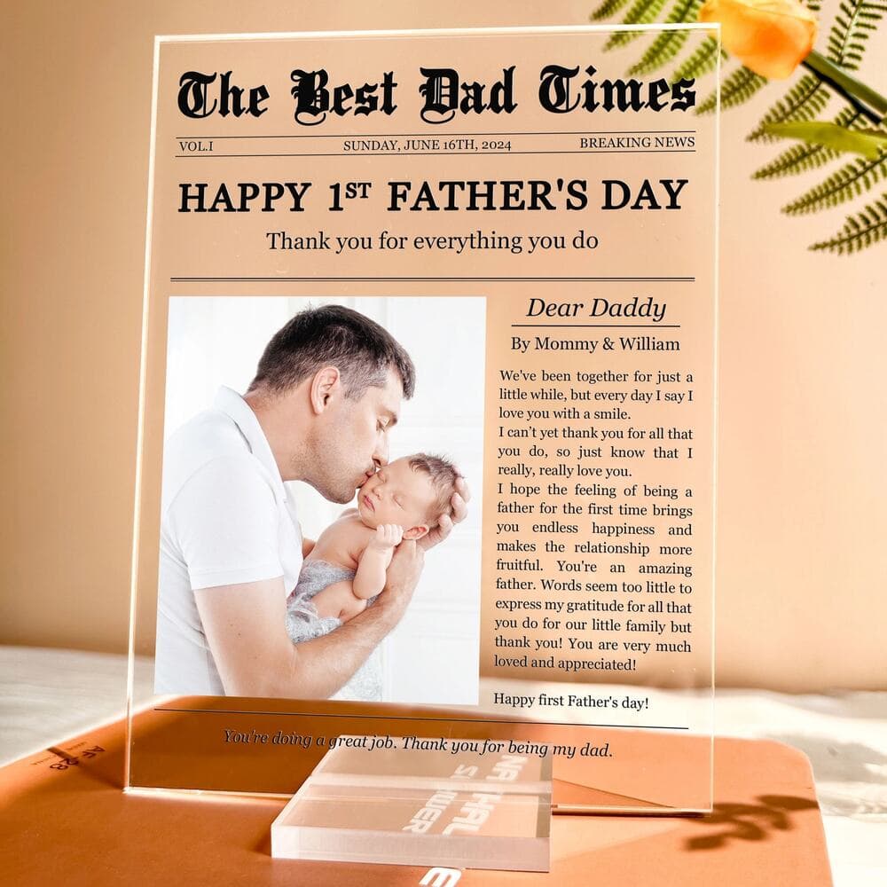 Happy 1st Father's Day Thank You For Everything - Personalized Acrylic Photo - Thumbnail 3