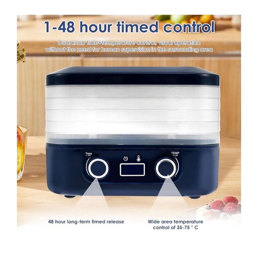 Food Dehydrator, 5 Trays Food Dryer Machine, Temperature Control Blue - Thumbnail 9