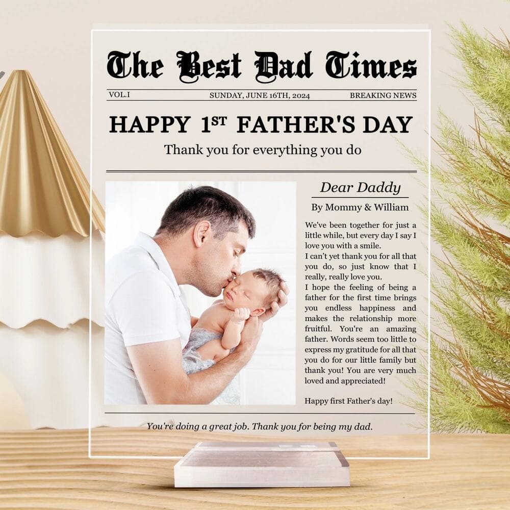 Happy 1st Father's Day Thank You For Everything - Personalized Acrylic Photo - Thumbnail 2