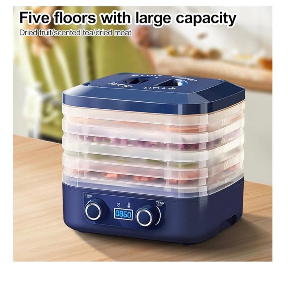 Food Dehydrator, 5 Trays Food Dryer Machine, Temperature Control Blue