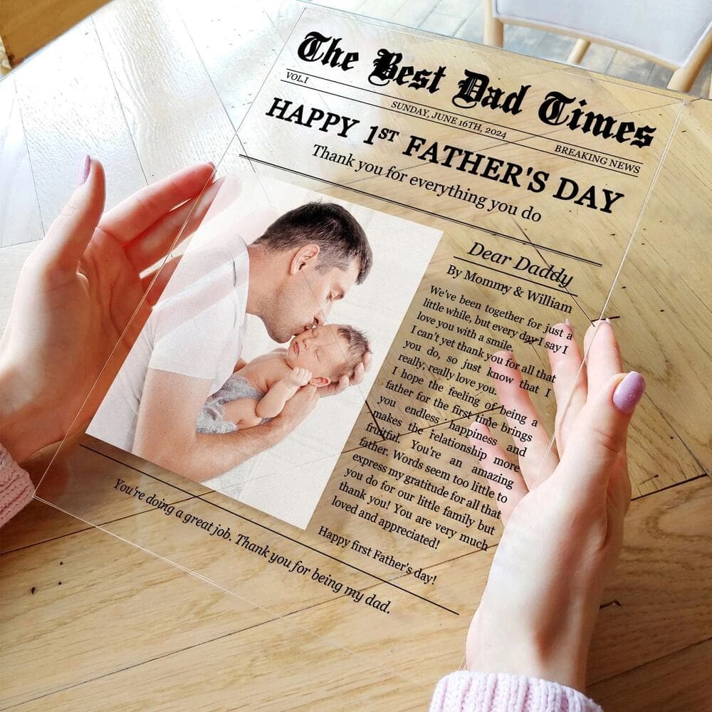 Happy 1st Father's Day Thank You For Everything - Personalized Acrylic Photo