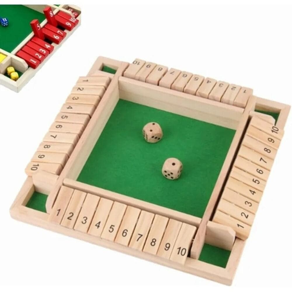 Shut The Box-Wooden 2-4 Player Dice Board Game, - Thumbnail 6