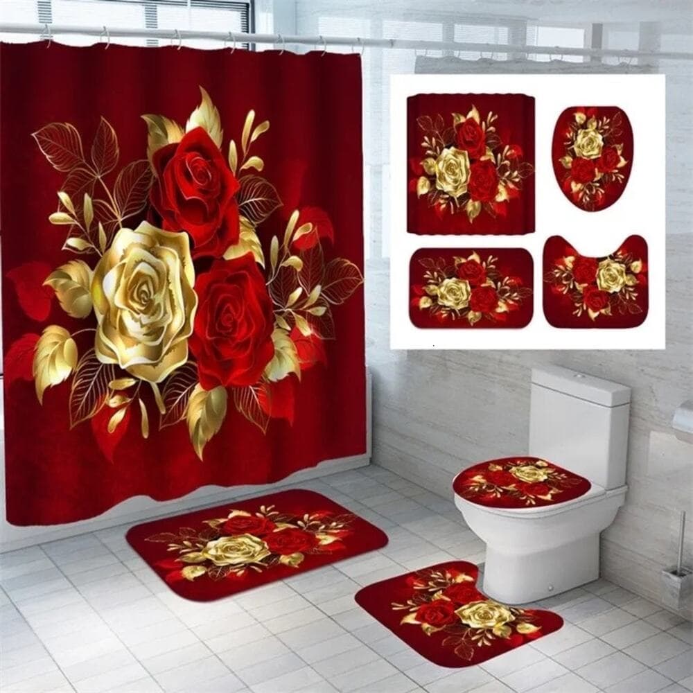 4pc Red Gift Bathroom Set - Thumbnail 4