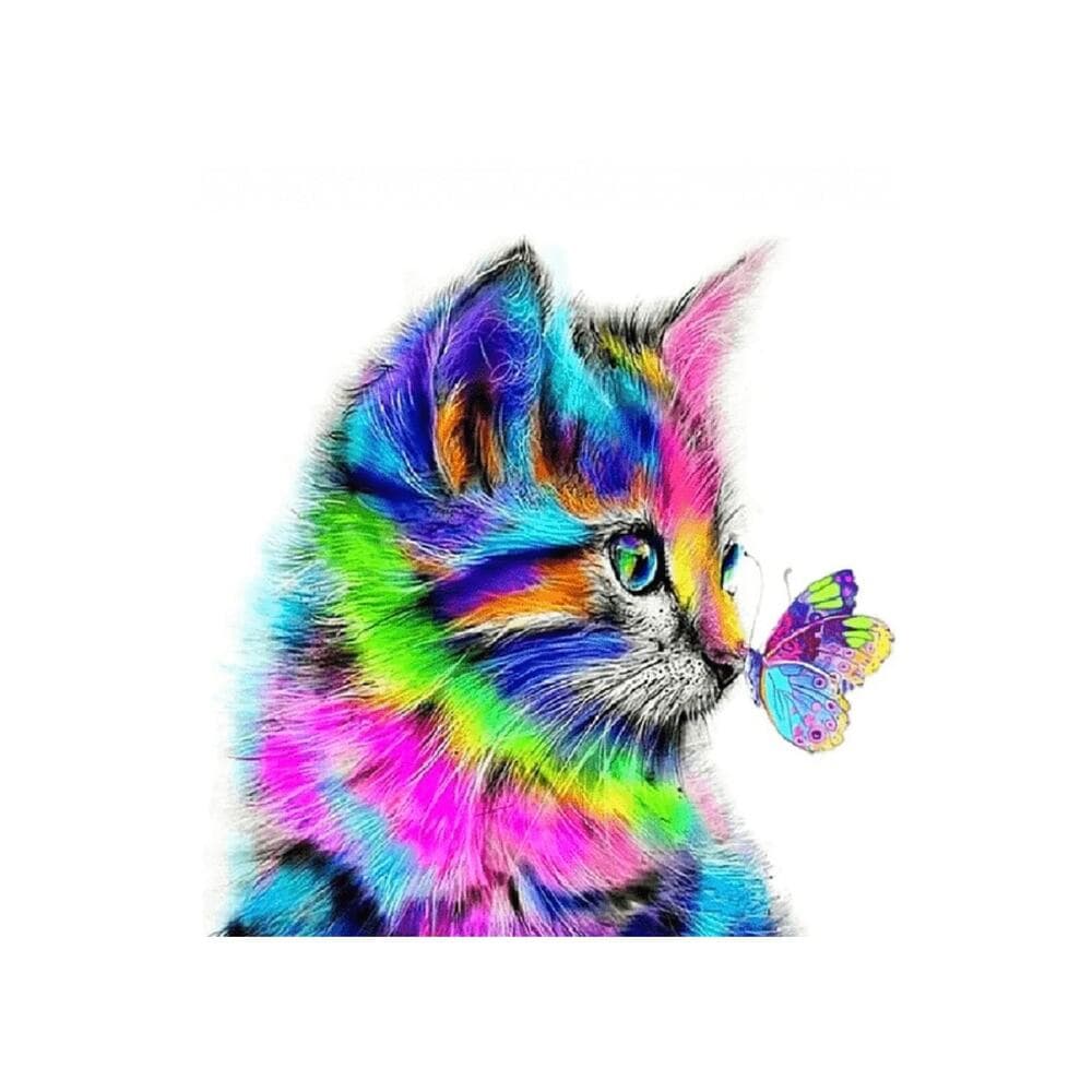 Paint By Numbers Kit – Colorful Cat and Butterfly 16x20 - Thumbnail 4