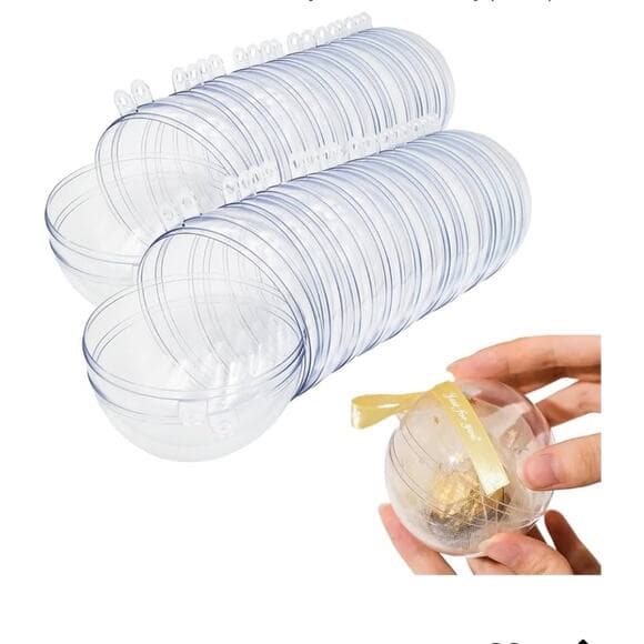 20 Clear Fillable Ornaments Balls- 60mm/2.36" Transparent Plastic - Thumbnail 8