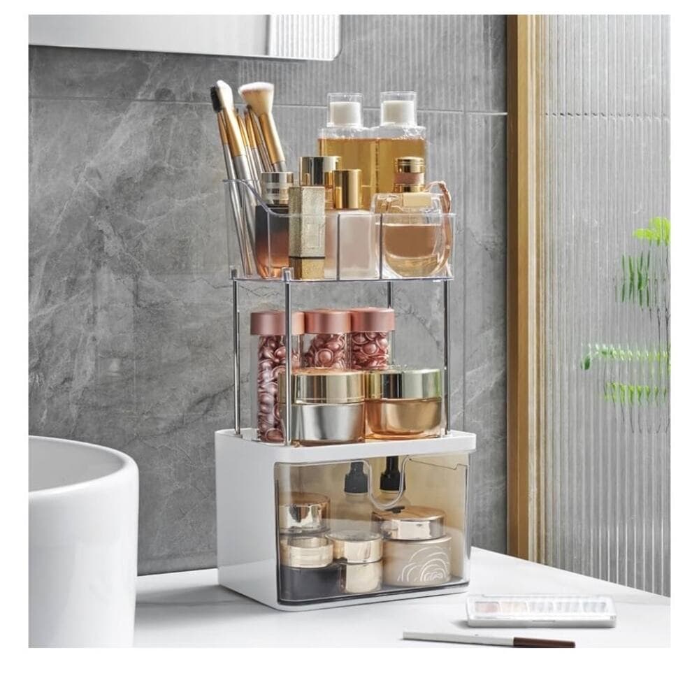 Makeup Organizer for Vanity, 2-Tier 1-Drawer Bathroom Counter Organizer - Thumbnail 3