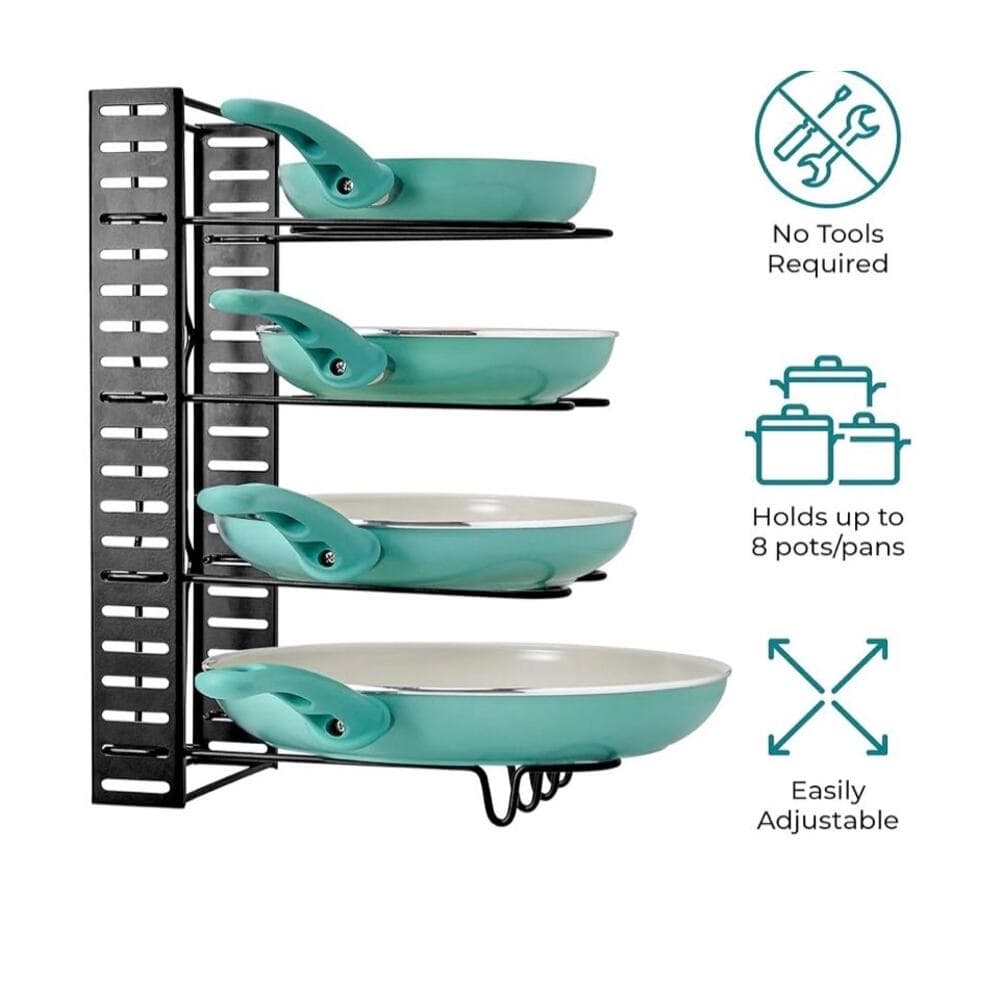 LATTI Pots and Pans Cabinet Organizer and Kitchen Storage Rack - 8 Shelf - Thumbnail 6