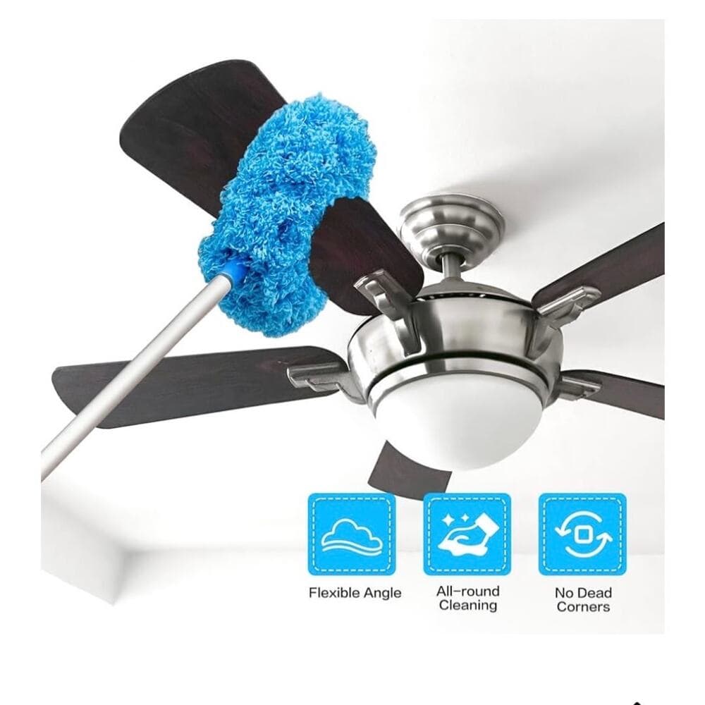 Ceiling Fan Cleaner Duster Reusable Microfiber Ceiling Fan Blade Cleaner Blue