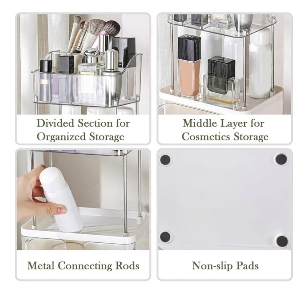 Makeup Organizer for Vanity, 2-Tier 1-Drawer Bathroom Counter Organizer - Thumbnail 5