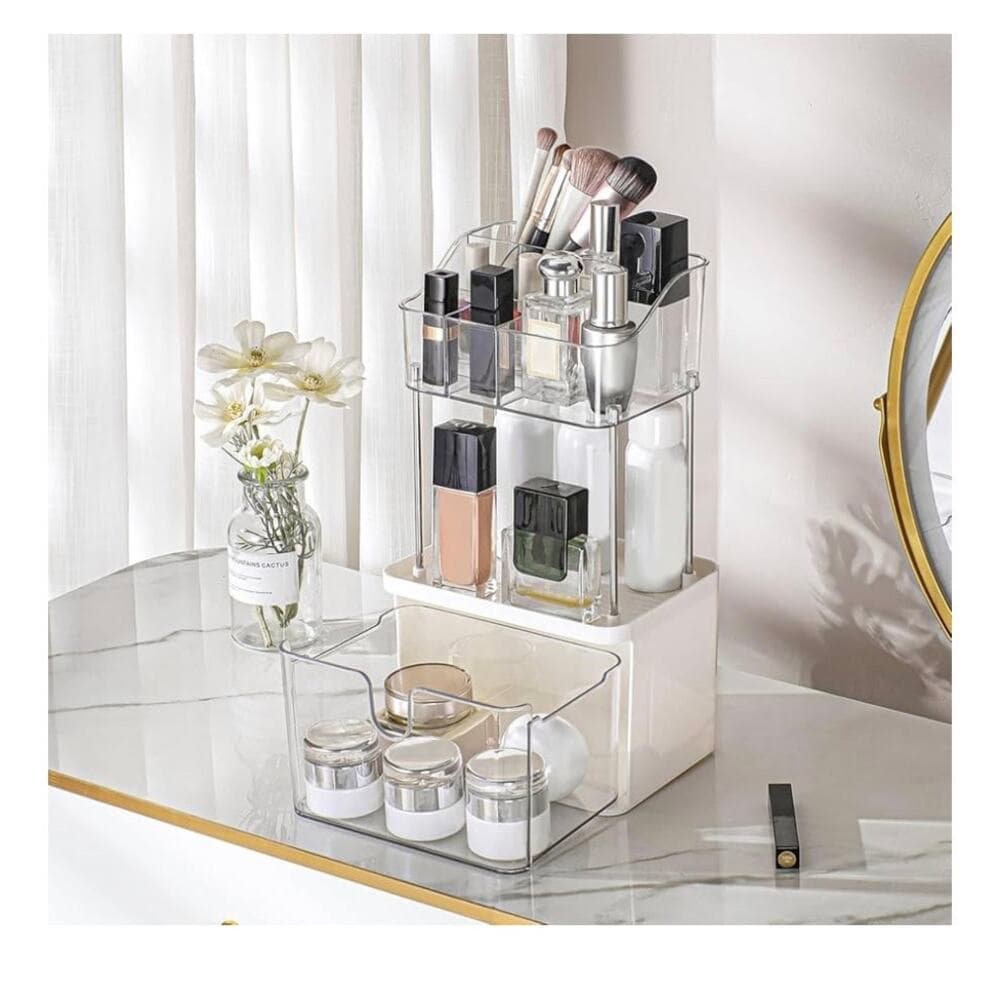 Makeup Organizer for Vanity, 2-Tier 1-Drawer Bathroom Counter Organizer - Thumbnail 9