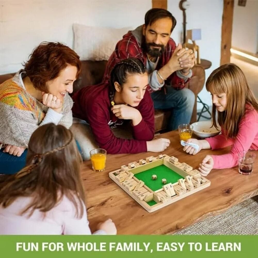 Shut The Box-Wooden 2-4 Player Dice Board Game, - Thumbnail 4
