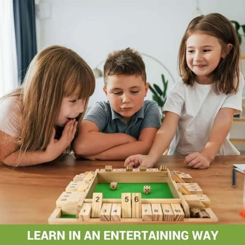Shut The Box-Wooden 2-4 Player Dice Board Game, - Thumbnail 2