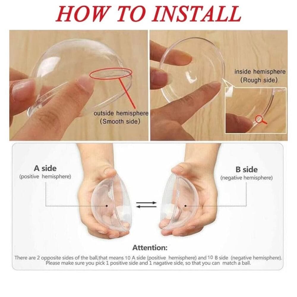 20 Clear Fillable Ornaments Balls- 60mm/2.36" Transparent Plastic - Thumbnail 5