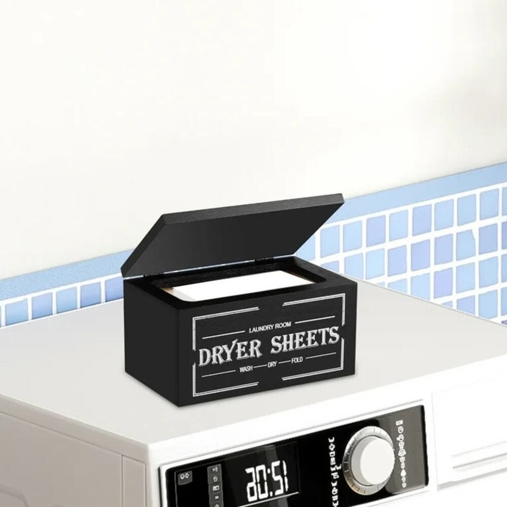 Wooden Dryer Sheet Holder With Lid Large Capacity Dustproof - Thumbnail 5