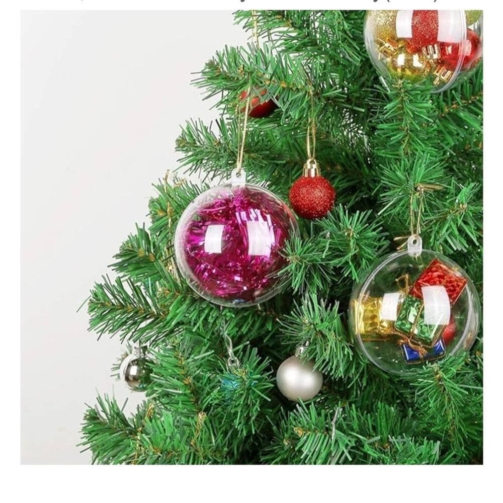 20 Clear Fillable Ornaments Balls- 60mm/2.36" Transparent Plastic - Thumbnail 2