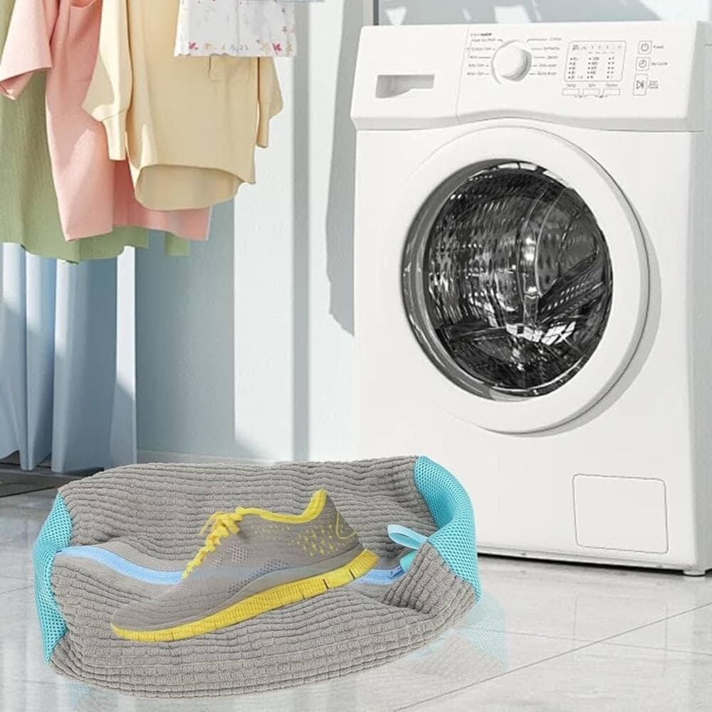 Shoe Washing Machine Bag, Reusable Shoes Laundry Bags with Zipper, (Gray) - Thumbnail 2